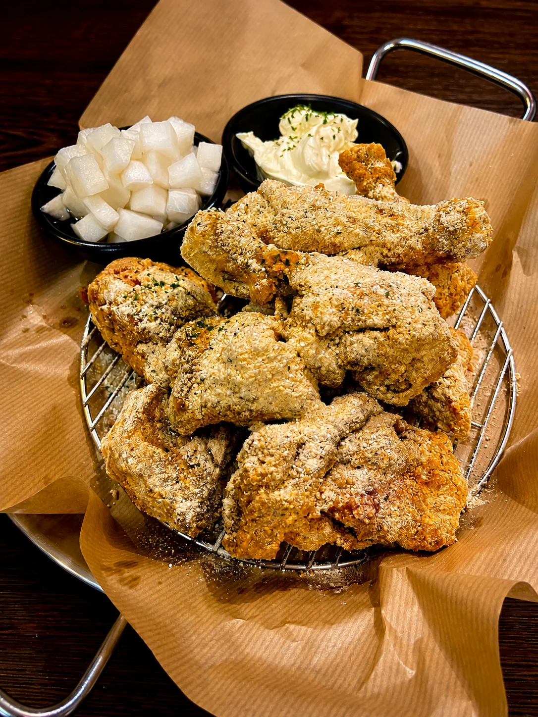 Original Korean fried chicken with pickled radish
